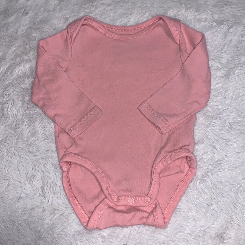 (3 for $10) H&M pink 3 month long sleeve bodysuit baby girl clothing